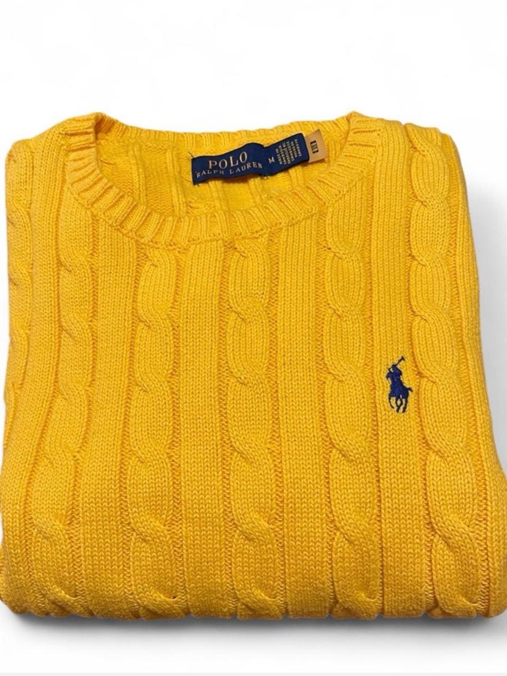 Polo Ralph Lauren Women’s Bright Yellow Cable Knit Crewneck Sweater